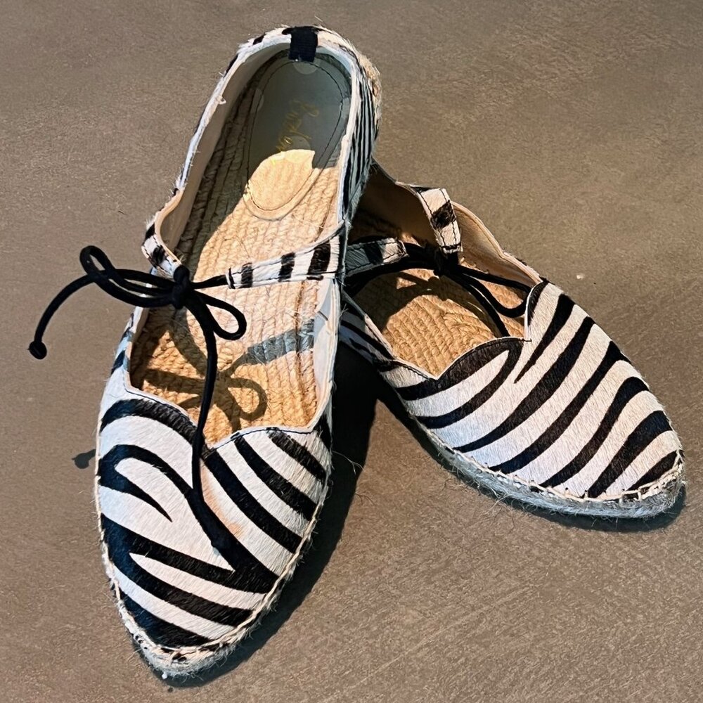 Boden Isabella Haircalf Zebra Espadrilles, Size 40, EUC